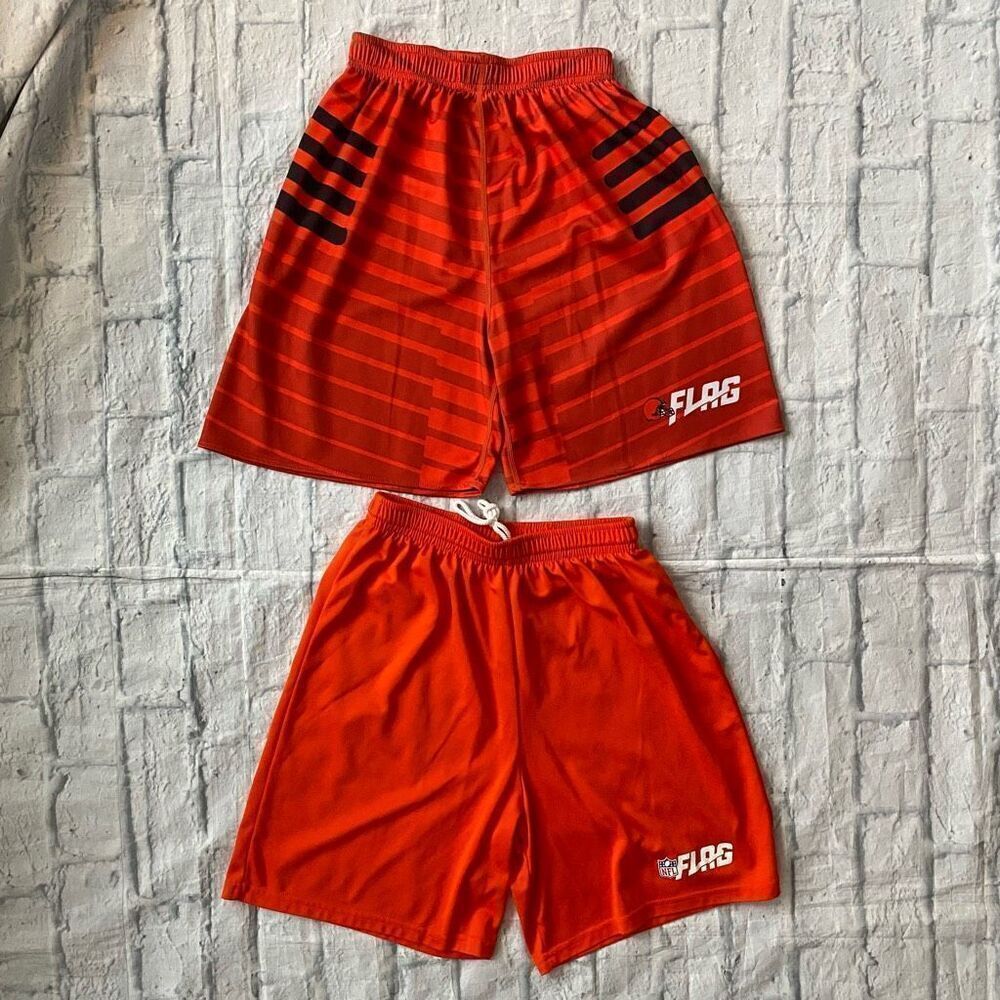 Augusta men S 2 shorts bundle flag football Cleveland Browns/solid color orange